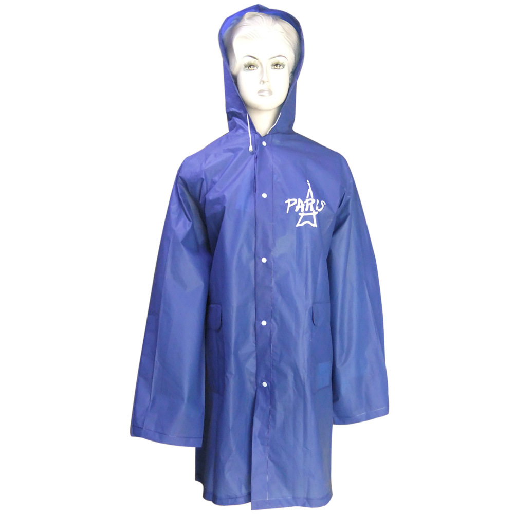Lange blauwe regenkleding PVC-regenjas voor volwassenen van China Factory