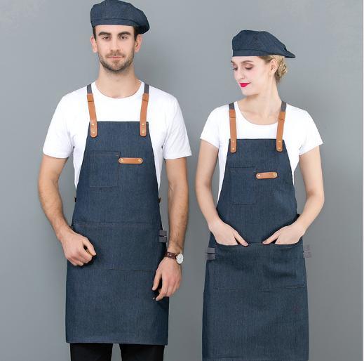 Design personalizado com logotipo impresso em algodão para cozinhar avental de cozinha