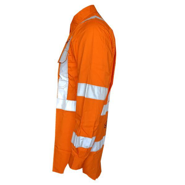 Hi Vis oranžová/námořnická modrá L/S dvoubarevná pracovní košile s dlouhým rukávem 190 g