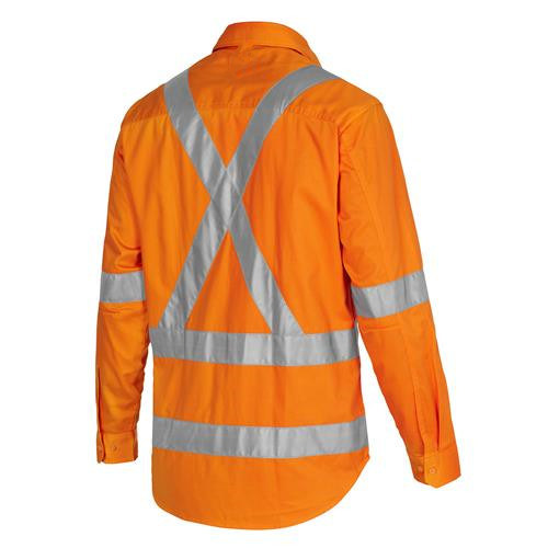 Hi-Vis Reflective Workwear 2 Tone Contrast Color Safety Staff Uniform Cotton Drill Work Shirts nwere teepu ntụgharị 3m