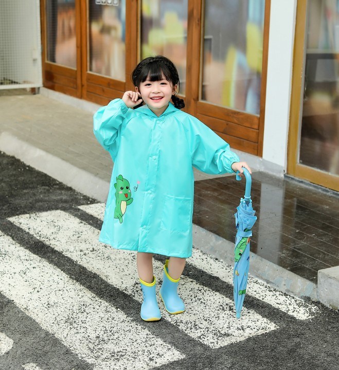 बच्चों के लिए सांस लेने योग्य अभेद्य पर्यावरण अनुकूल रेनकोट