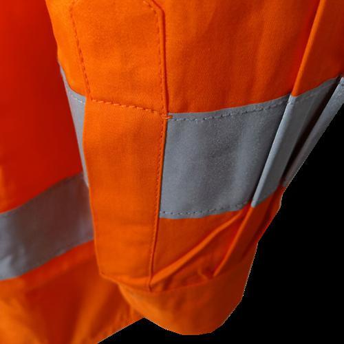 Двуцветна риза за работно облекло Hi Vis оранжево/тъмносиньо L/S с дълъг ръкав 190g