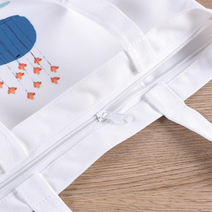 Benutzerdefinierte bedruckte Logo-Canvas-Handtaschen für Damen beim Einkaufen OEM-Geldbörsen und Handtaschen mit Reißverschluss und Beuteltaschen mit Baumwollfutter