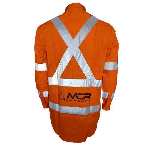 Hi Vis Orange/Marineblå L/S Langærmet 190g Tofarvet arbejdstøjsskjorte