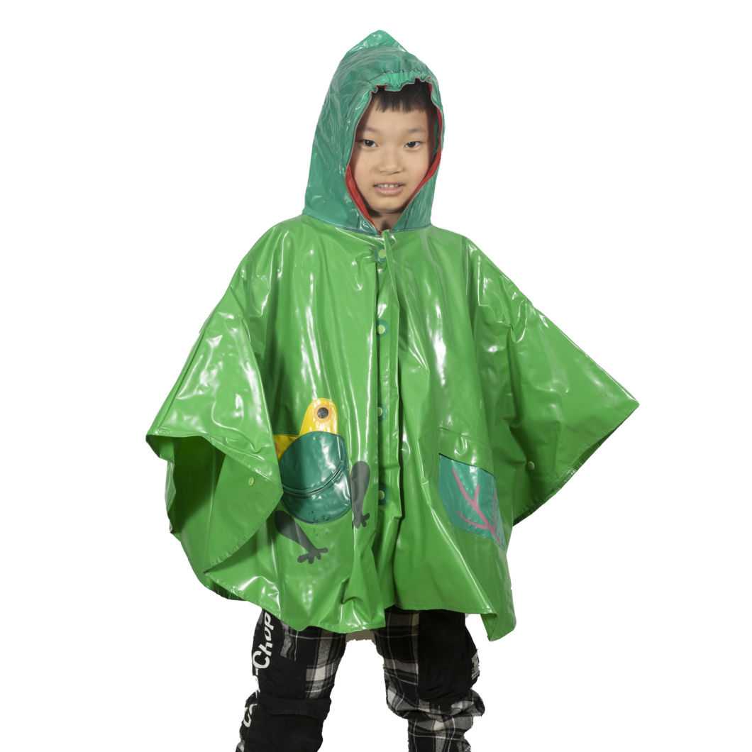 Hot Sale Cheap Kids Poncho Cute Cartoon Pattern Waterproof Children Rain Coat with Hood Poncho Polyester Children Rain Coat