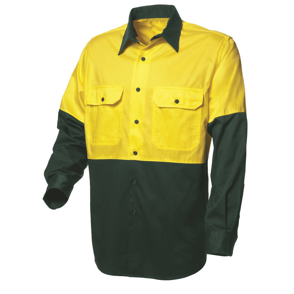 Camisa de trabalho em dois tons Hi Vis laranja/azul marinho L/S manga comprida 190g