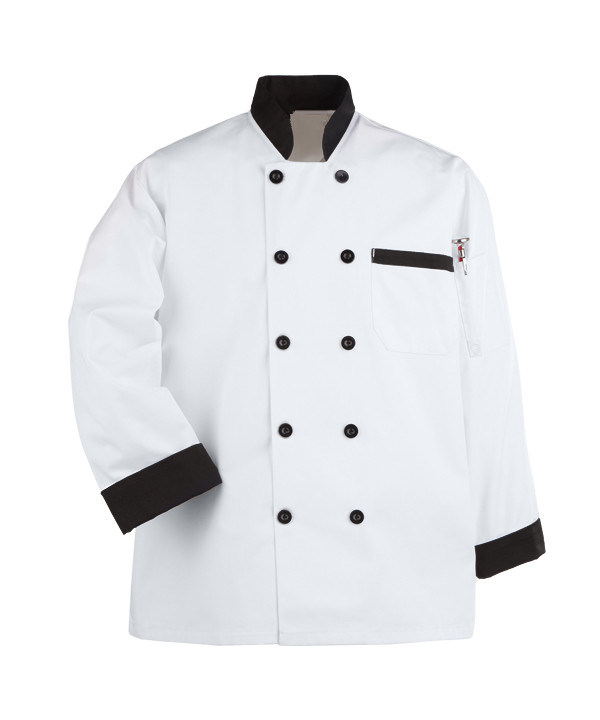 65% Poliestere 35% Cotone Morbido Cappotto di indumenti da Chef Pulsanti di doppia fila Uniforme da cucina Uniforme da chef per l'industria alimentaria