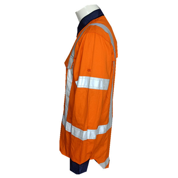 İş Kıyafeti Koruyucu Güvenlik %100 Pamuk Hi Vis Gömlekler Güvenlik için İş Üniforması