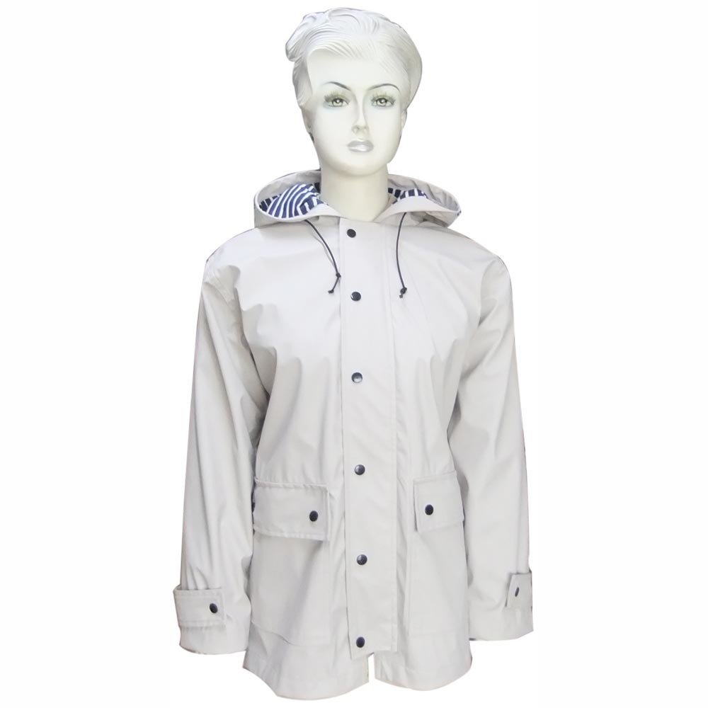 Lady PU Jacket Waterproof Rain Wear Hooded