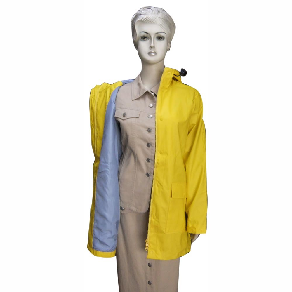 Faux Leather Raincoat PU Leather Rain Jacket for Women with Tricot Lining