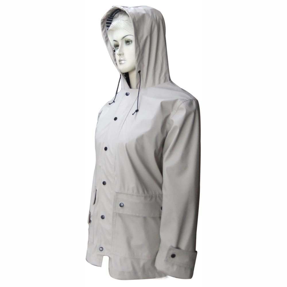 Damska kurtka PU Wodoodporna odzież przeciwdeszczowa z kapturem