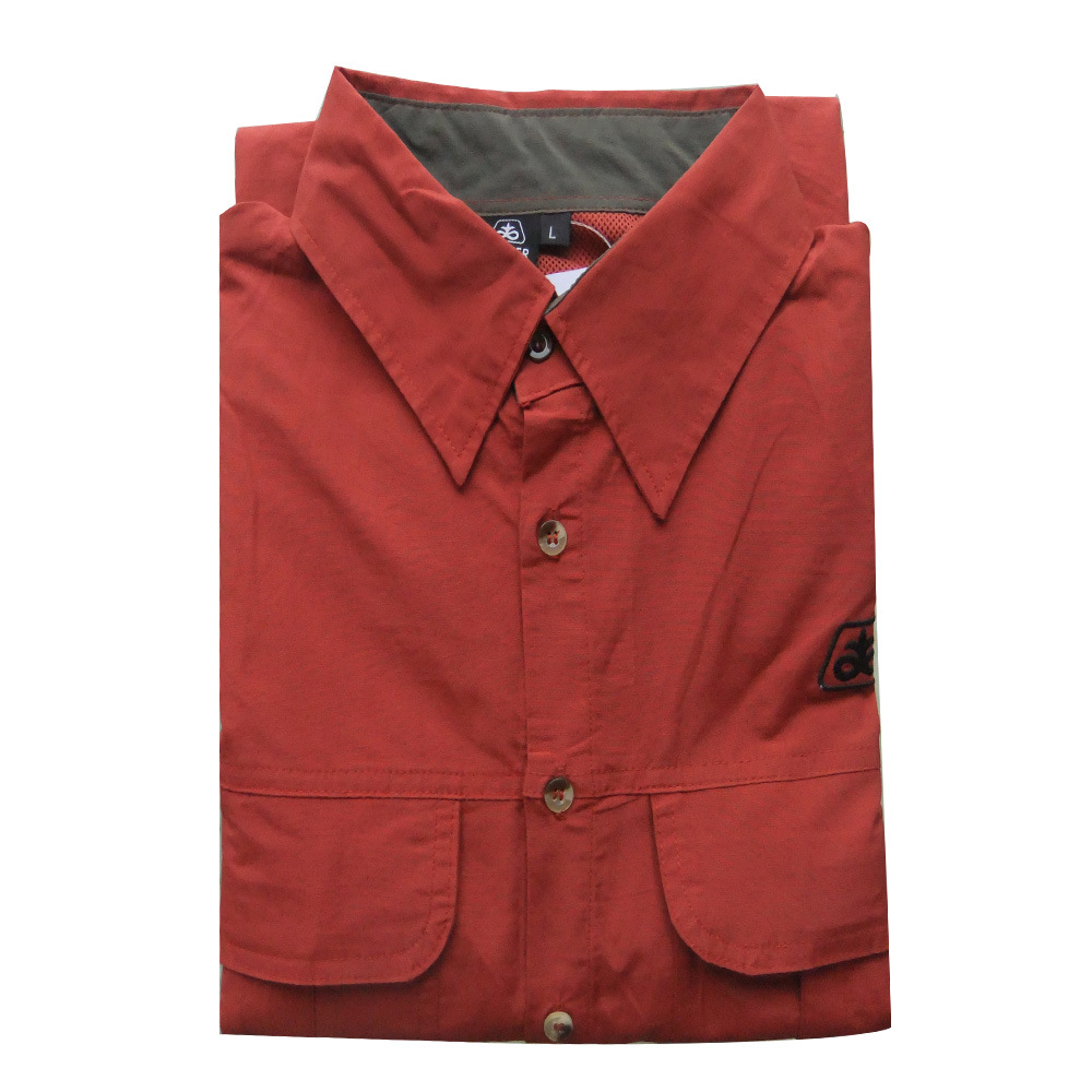 Camisa vermelha confortável de manga curta para trabalho para adultos