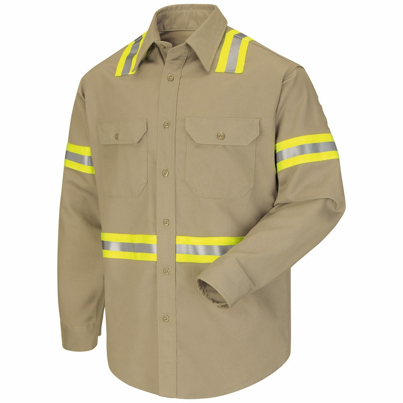 Hi Viz Protective Safety Work Uniform, ґудзики, регульовані манжети, робочий одяг, сорочка зі світловідбиваючими стрічками