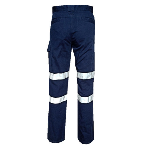 Udobne delovne hlače iz tkanine z več žepi in odsevnim trakom