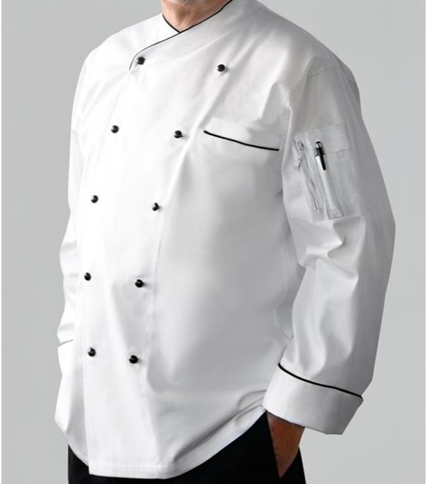 Goedkeap priis Oanpast Fire Resistant Kitchen White Chef Coat Uniformen