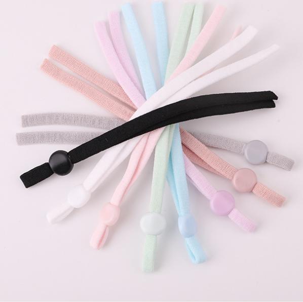 5mm Colorful Elastic Band Ear-Loop Rope Stretch Band na may Adjustable Buckle Pananahi Sports Face Masking Fashion Earloop Cord