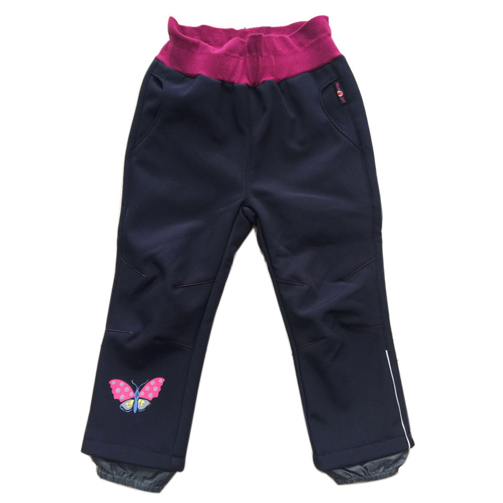 Vysoké športové softshellové dievčenské outdoorové nohavice / nohavice Vodotesná priedušná turistická dráha pre malé deti