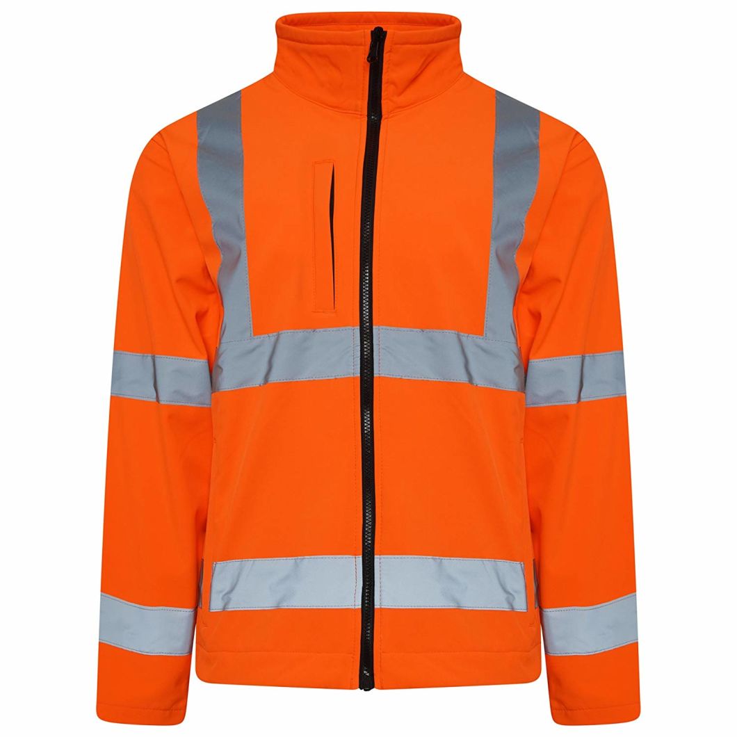 Hi Viz İşçilere Yönelik Çok Reflektif Softshell Ceket İş Kıyafeti