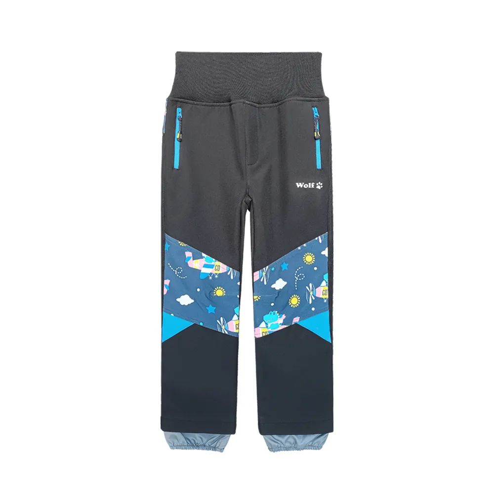 Boys&#039; High-Waisted Ribbed Outdoor Softshell Pants