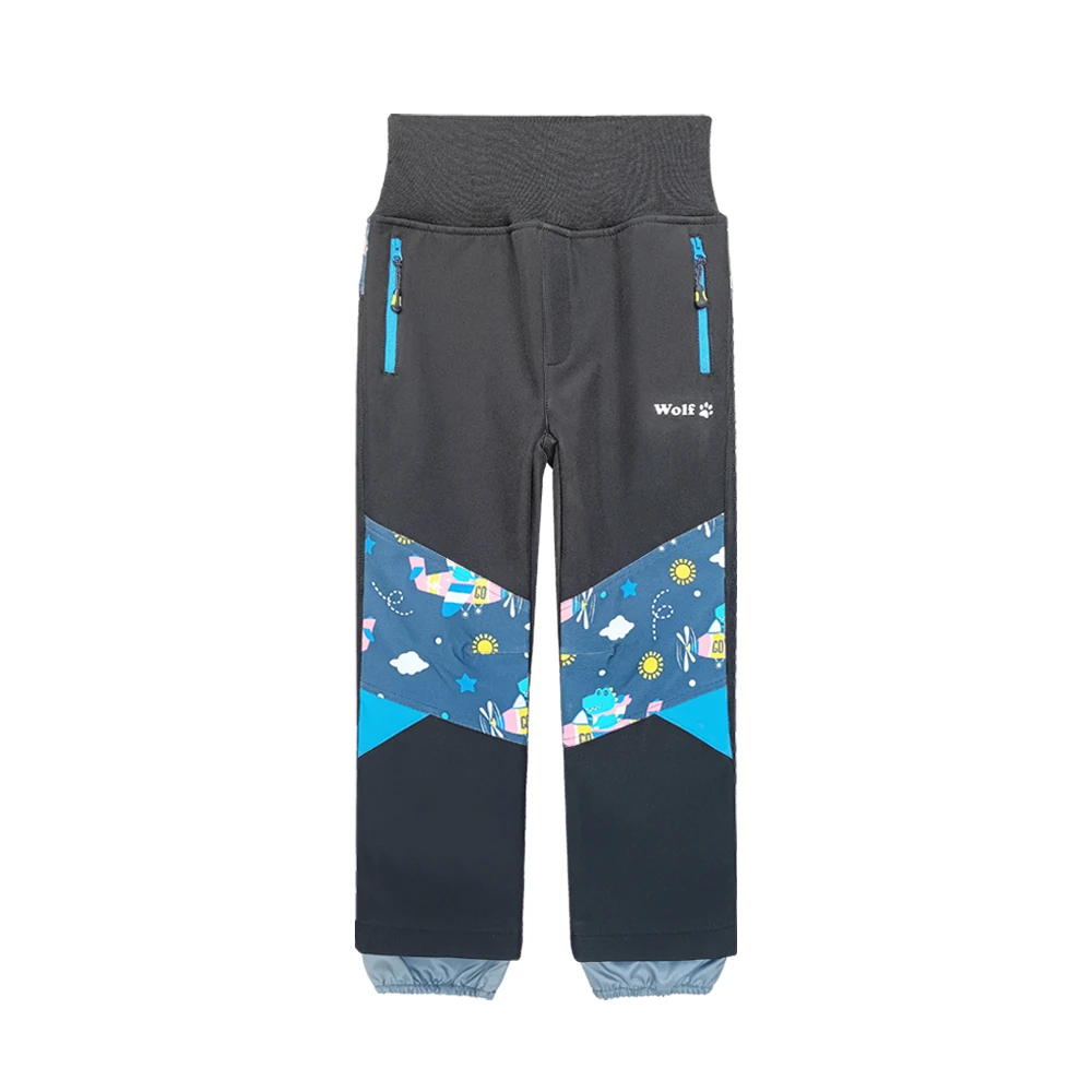 Boys' High-Waisted Ribbed Outdoor Softshell Pants