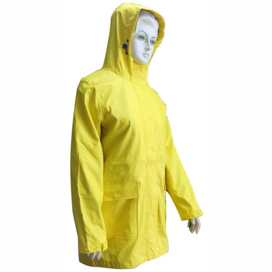 Women PU Rain Jacket with linning