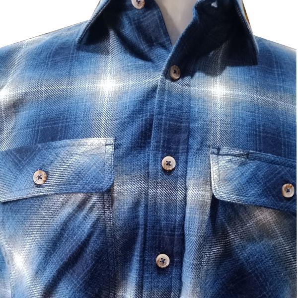 Men's 100%Cotton Yarn Dye Chambray Plaid Long Sleeve Woven Shirts