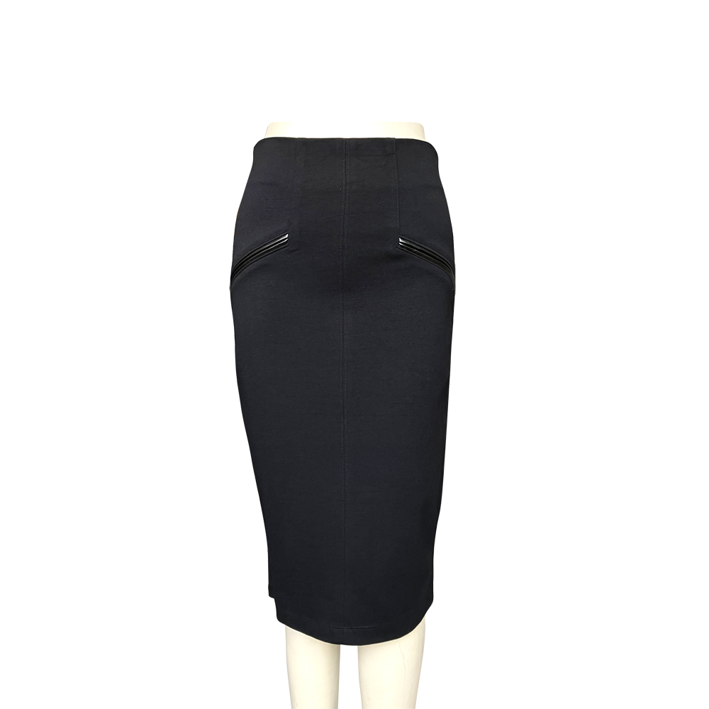 black stretch knit pencil skirt