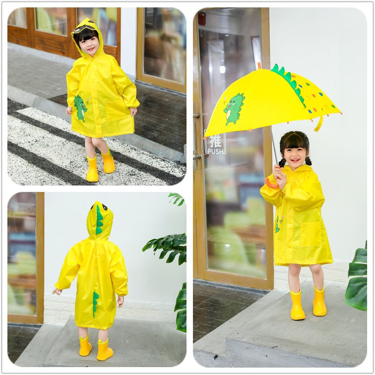 Hot Selling High Quality Eco Friendly Rain Poncho for Children Waterproof Rainproof Kids Rain Coat with double shield backpack Featured Image
