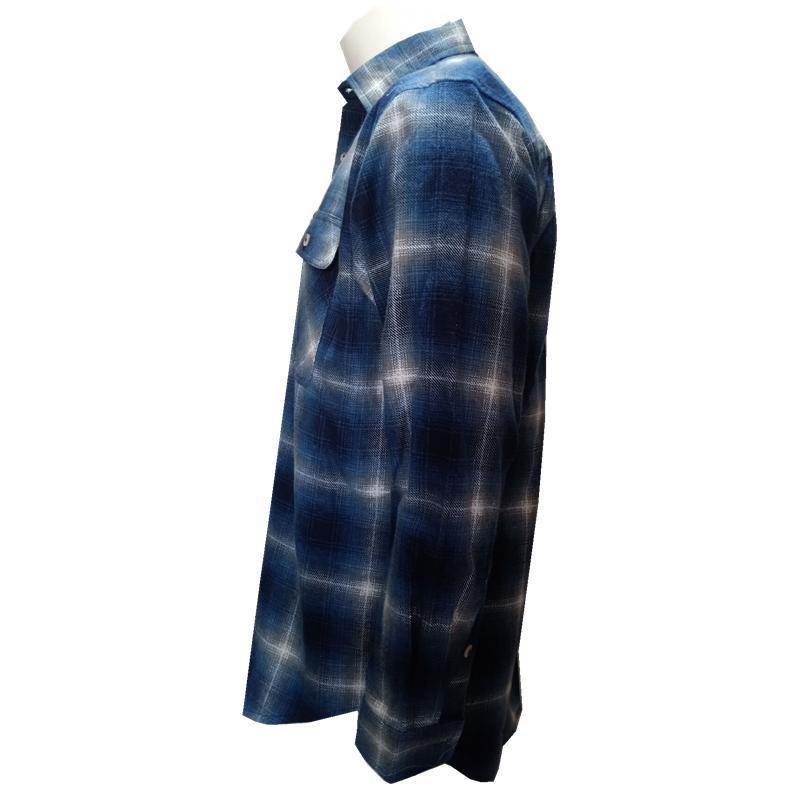 Men's 100%Cotton Yarn Dye Chambray Plaid Long Sleeve Woven Shirts
