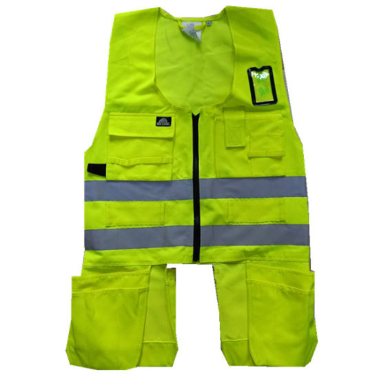 Waist Adjustable Mesh High Visibility Custom Logo Printing Reflect Warning Safety Reflective Vestreflective Vest with Pockets
