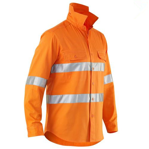 Hi-Vis Reflective Workwear 2 Tone Contrast Color Safety Staff Uniform Cotton Drill Work Shirts with 3m Reflective Tape
