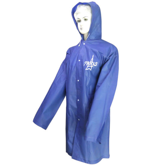 Long Blue Rainwear PVC Raincoat for Adult by China Factory