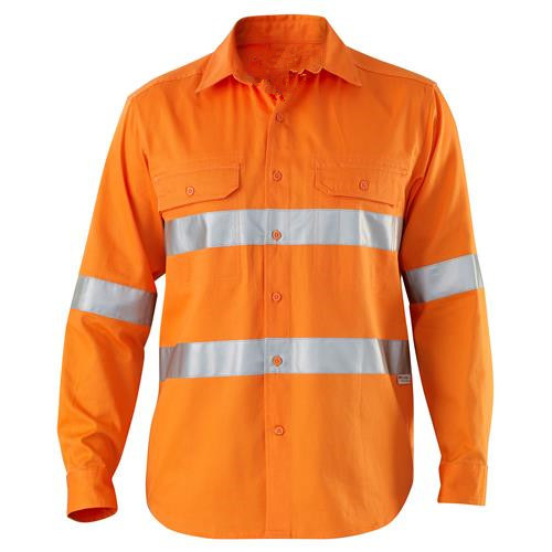 Hi-Vis Reflective Workwear 2 Tone Contrast Color Safety Staff Uniform Cotton Drill Work Shirts with 3m Reflective Tape