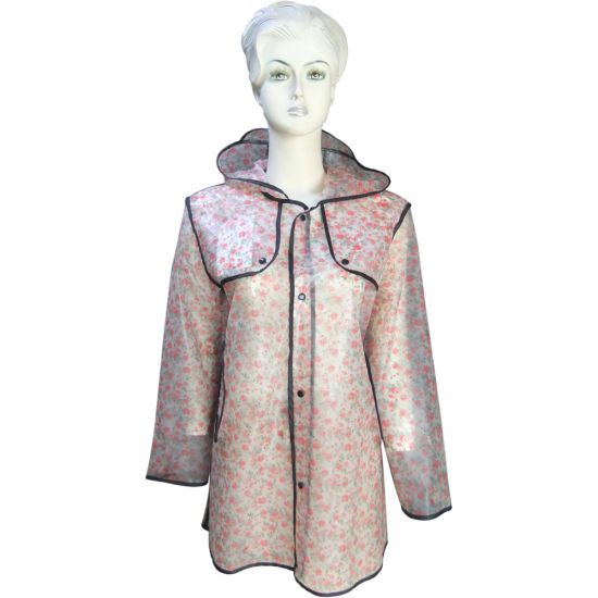 Rain Coat for Adult TPU Printing Material with Breathable and Water Resistant