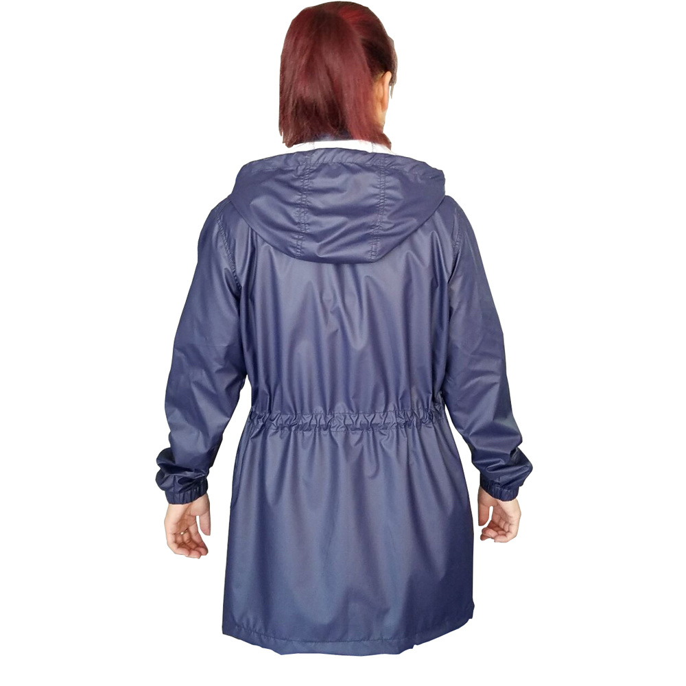 Hooded PU Rain Long Jacket for Women Wind Coat