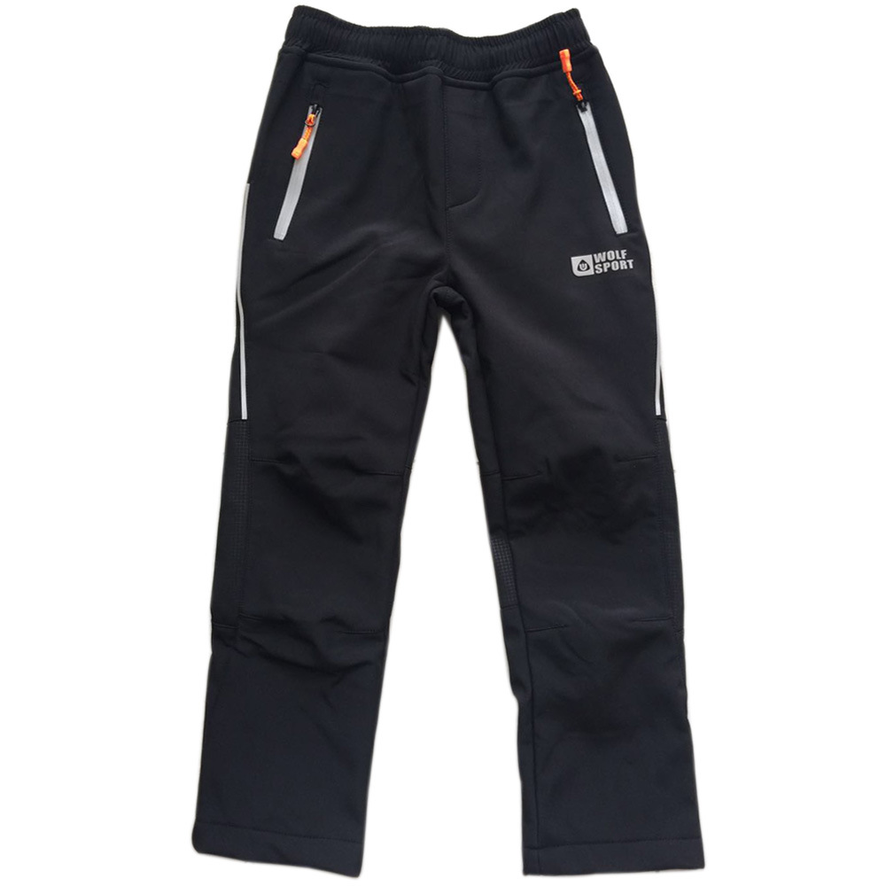 Child Outdoor Waterproof Trousers Boy Girl Fleece Lined Pants Soft-Shell Sport Pants