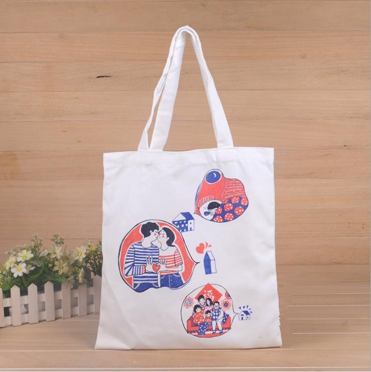 Custom Printing Logo Canvas Handbags for Women Shopping OEM Purses and Handbags with Zipper and Cotton Lining Pouch Bags