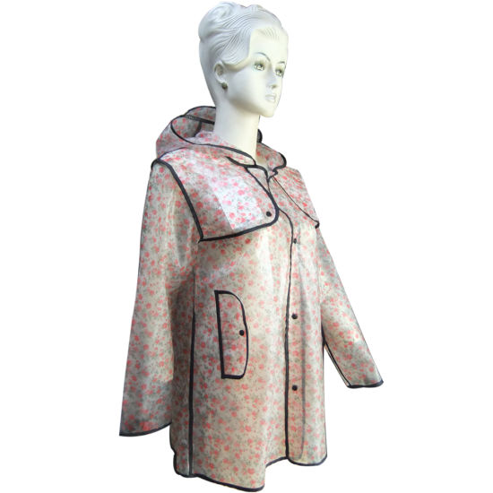 Rain Coat for Adult TPU Printing Material with Breathable and Water Resistant