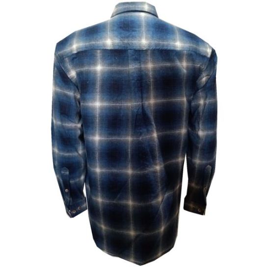 Men′s 100%Cotton Yarn Dye Chambray Plaid Long Sleeve Woven Shirts