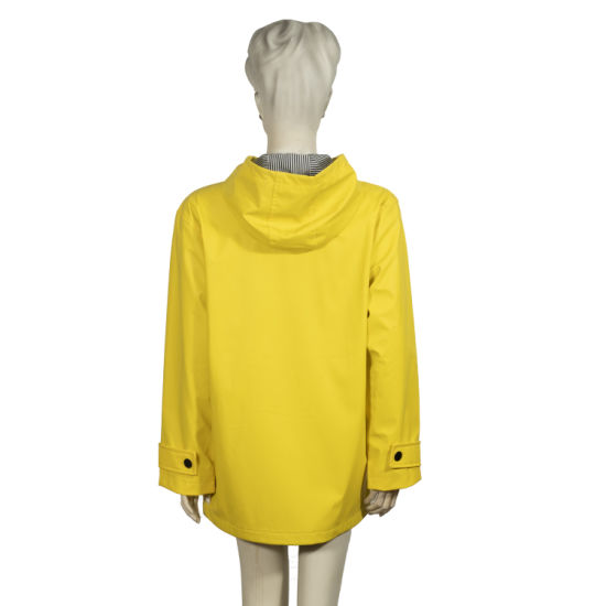 Fashion New Design PU Yellow Rain Coating Adult Rain Jacket Custom Bike Rain Coat